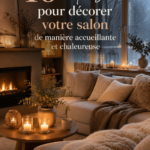 Un salon décoré dans des tons naturels et chaleureux, avec un éclairage doux.