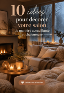 Un salon décoré dans des tons naturels et chaleureux, avec un éclairage doux.
