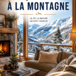 Maison à la montagne avec une architecture en bois, entourée de sapins