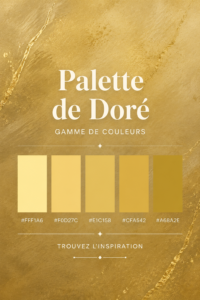 Déco intérieure avec une palette de couleurs dorées, créant une ambiance chic