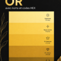 Exemple de palette de couleurs dorées élégantes avec différents tons et nuances.
