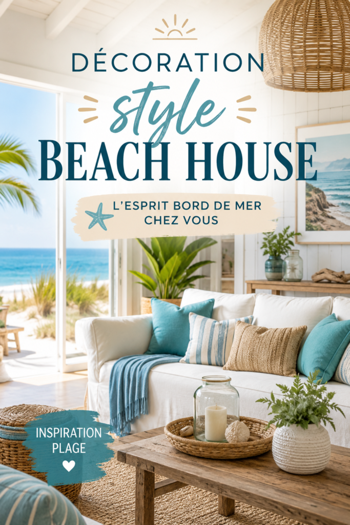 Intérieur inspiré du style beach house avec des couleurs apaisantes et des meubles en bois