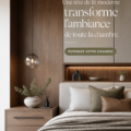 Tête de lit moderne en bois naturel dans une chambre élégante