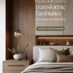 Tête de lit moderne en bois naturel dans une chambre élégante