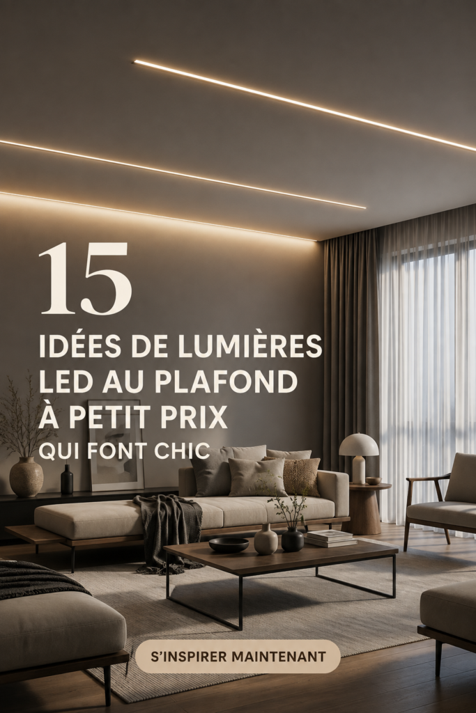 Plafond élégant éclairé par des bandes LED