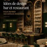 Un bar design et moderne avec un éclairage chaleureux dans un intérieur élégant.