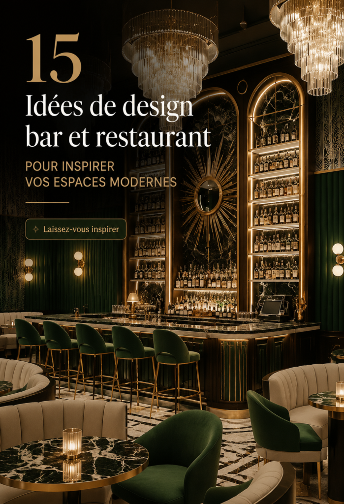 Un bar design et moderne avec un éclairage chaleureux dans un intérieur élégant.