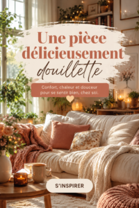 Chambre chaleureuse avec des couleurs douces et des textiles luxueux