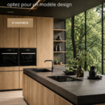 Cuisine élégante en bois naturel avec un design moderne