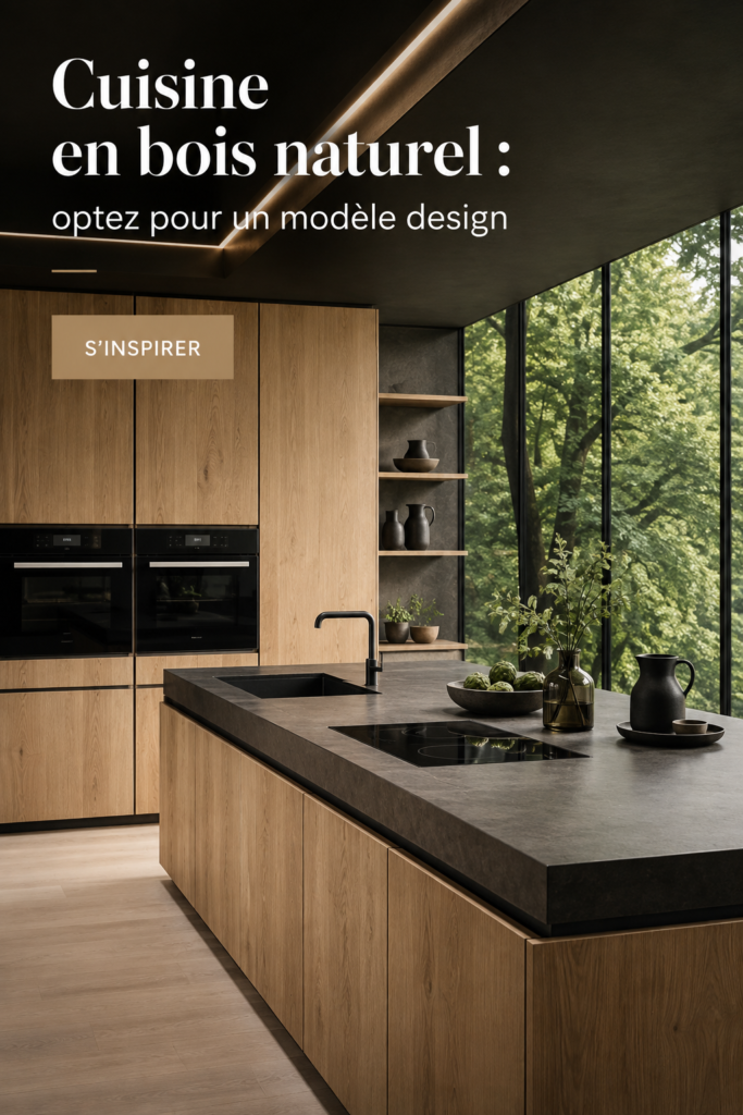 Cuisine élégante en bois naturel avec un design moderne