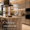 Cuisine moderne avec meubles luxueux et îlot design