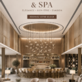 Une pièce de salon décorée avec des éléments de luxe et un design chaleureux.