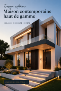 Maison contemporaine luxueuse avec façade moderne et élégante.