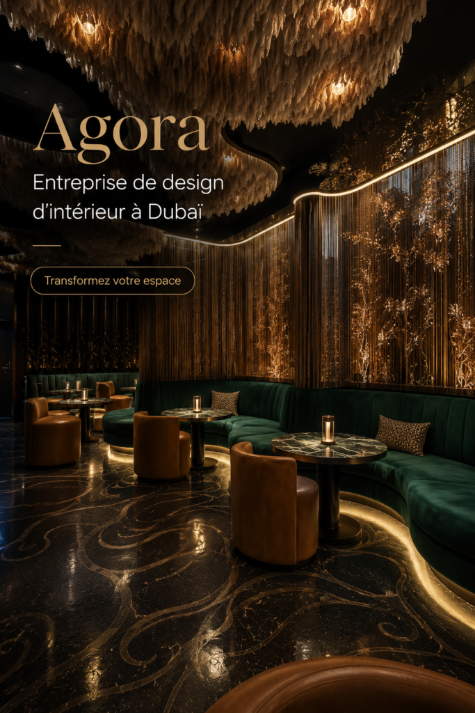 Un salon élégant inspiré du design intérieur de Dubaï, avec des touches modernes et des éléments de luxe.