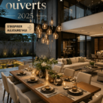Salle à manger ouverte moderne et conviviale avec des meubles élégants