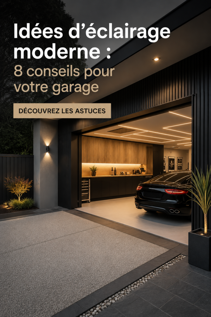 Garage moderne avec un éclairage contemporain élégant