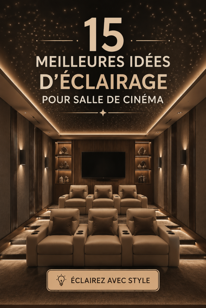 Éclairage chaleureux dans une salle de cinéma moderne, ambiance élégante et accueillante.