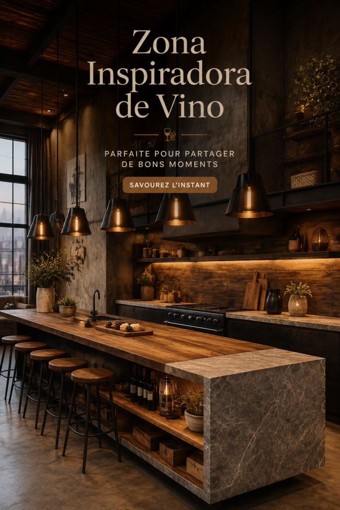 Coin vin décoré dans un style élégant avec étagères en bois et bouteilles de vin embellissant l'espace