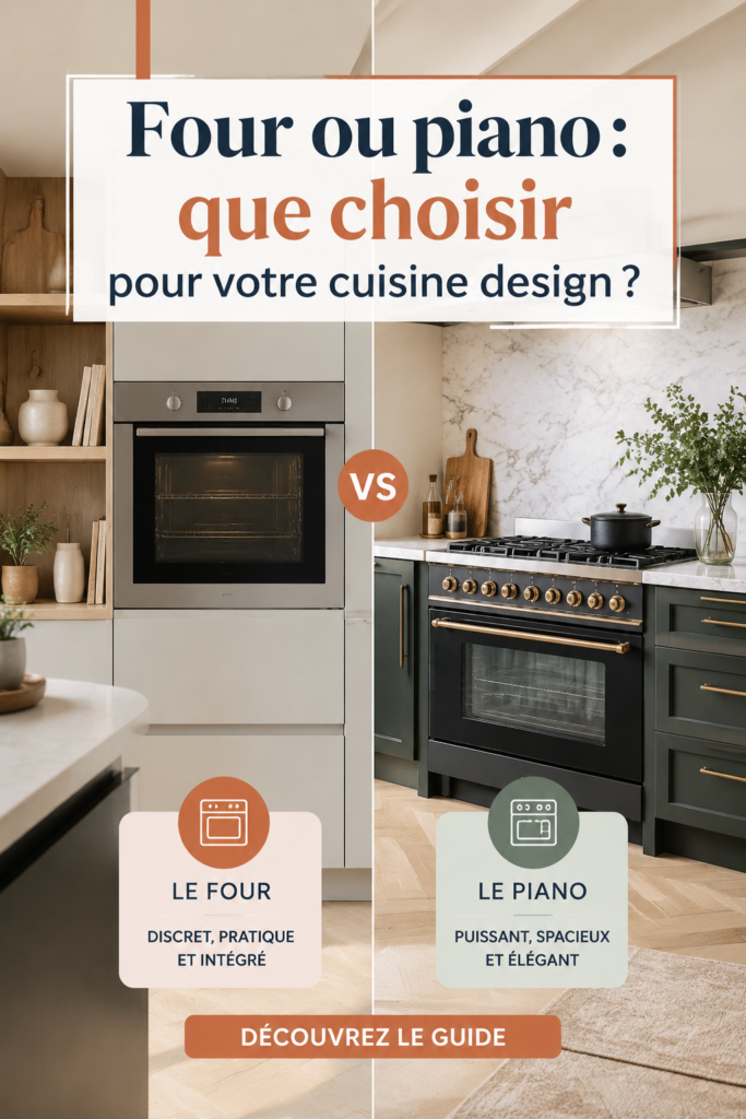 Cuisine design avec un four encastrable élégant et un piano de cuisson chic.