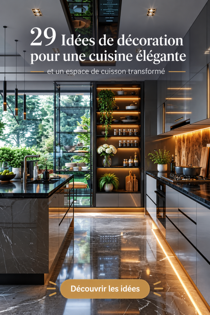 Cuisine élégante avec une décoration chic et chaleureuse