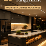 Cuisine moderne avec des solutions de rangement élégantes et pratiques.