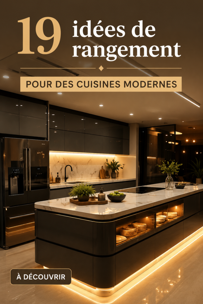 Cuisine moderne avec des solutions de rangement élégantes et pratiques.