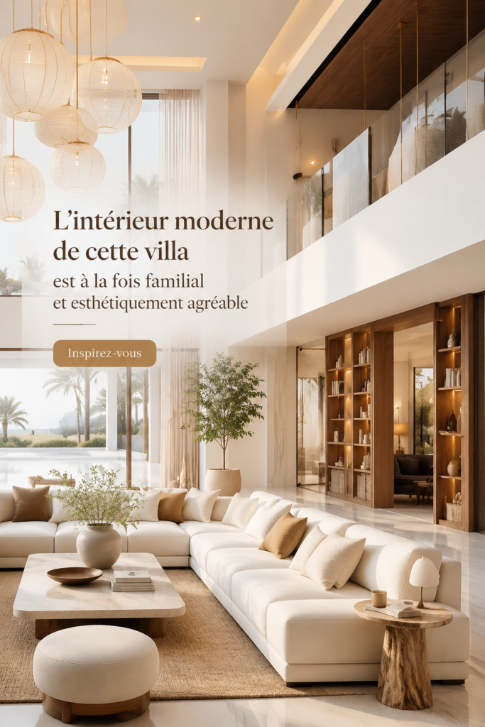 Intérieur moderne d'une villa avec un salon accueillant et élégant.