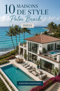 Maison élégante au style Palm Beach avec des couleurs pastel et une architecture raffinée.