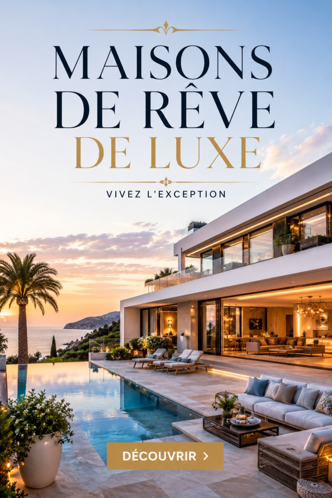 Maison de luxe moderne avec une décoration élégante et des espaces ouverts.