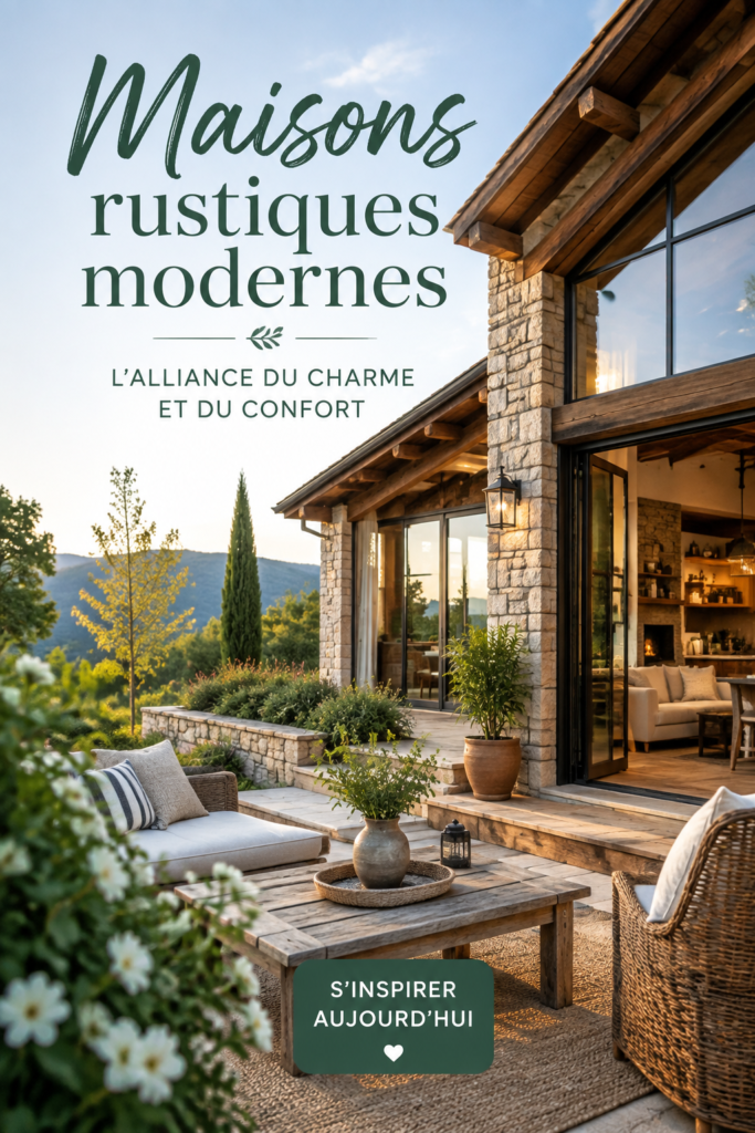 Maison rustique moderne avec des finitions en bois et un intérieur chaleureux