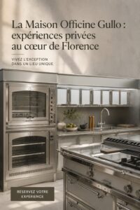 Cuisine élégante de la Maison Officine Gullo à Florence, incarnant le luxe et le design intérieur.