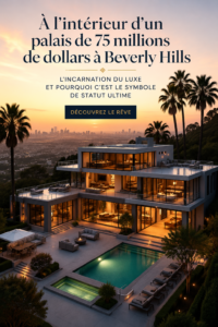 Portrait d'une villa de luxe à Beverly Hills avec piscine et jardin