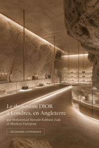 Showroom Dior à Londres avec une décoration élégante et moderne.