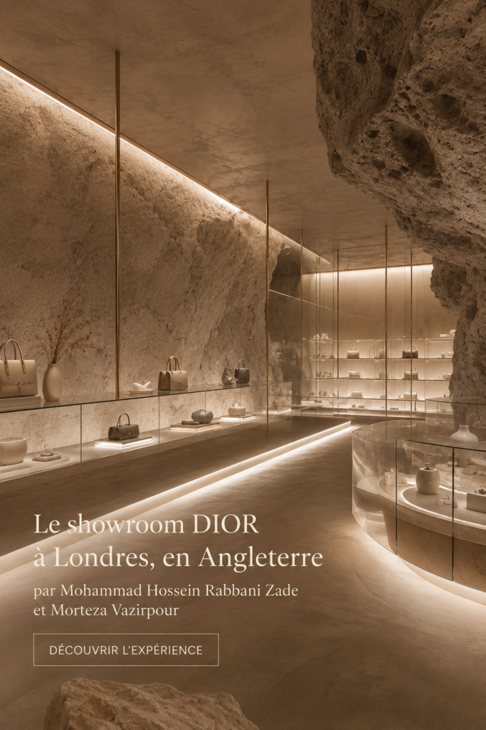 Showroom Dior à Londres avec une décoration élégante et moderne.