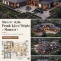 Vue extérieure de la villa Mamaia au style Frank Lloyd Wright