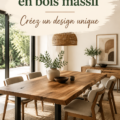 Table à manger en bois massif au design contemporain dans un intérieur chaleureux