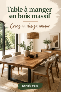 Table à manger en bois massif au design contemporain dans un intérieur chaleureux