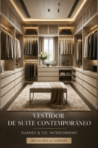 Un vestiaire contemporain avec des rangements élégants et bien organisés