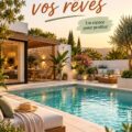 Un patio de luxe avec piscine entouré de chaises longues et de verdure