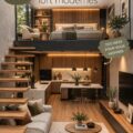 Un loft moderne spacieux avec de hauts plafonds et une décoration élégante
