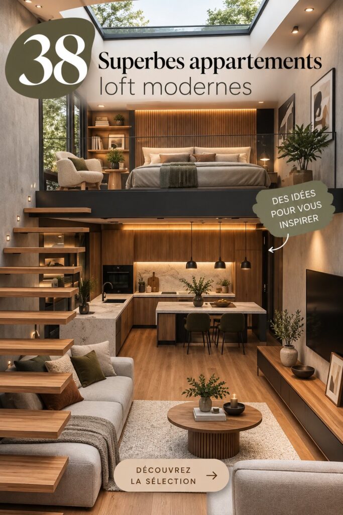 Un loft moderne spacieux avec de hauts plafonds et une décoration élégante