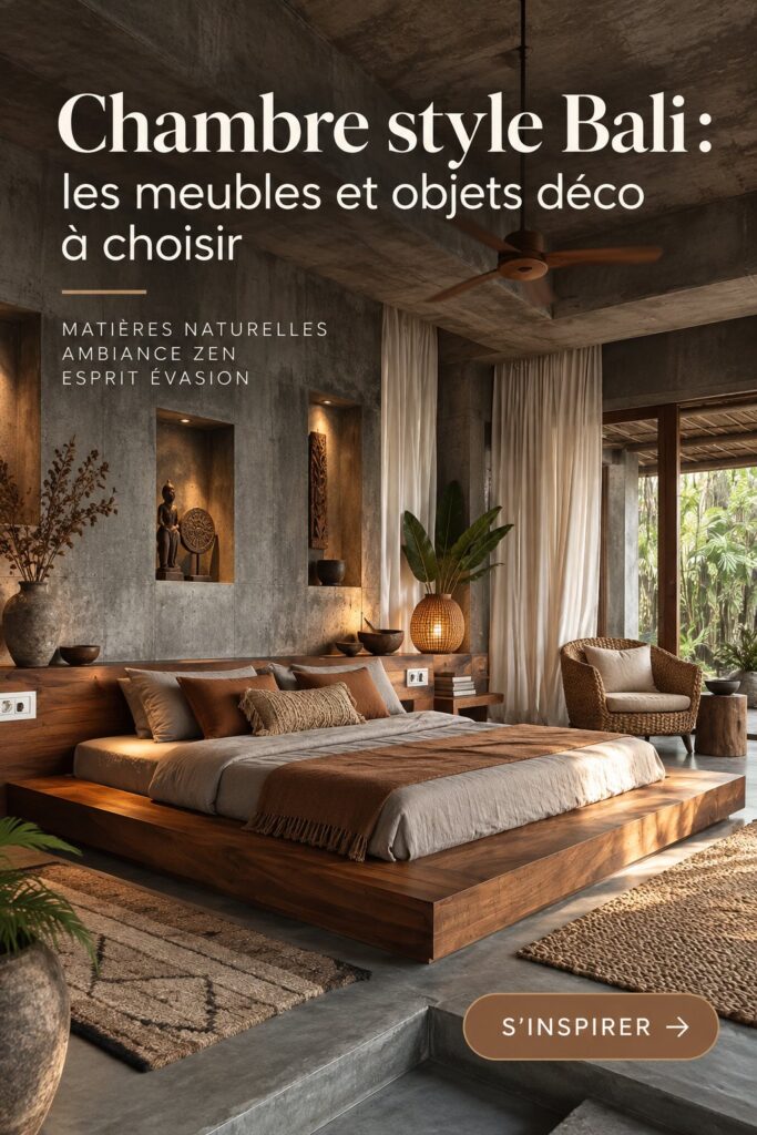 Chambre au style Bali avec meubles en bois et déco zen