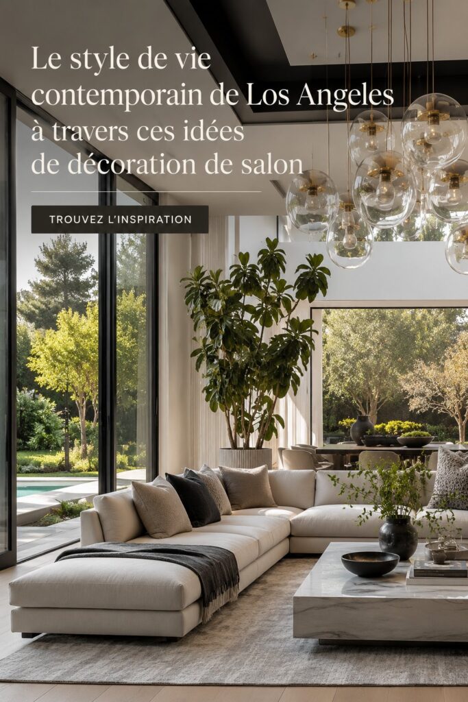 Salon contemporain avec un design moderne et chaleureux alliant luxe et confort.