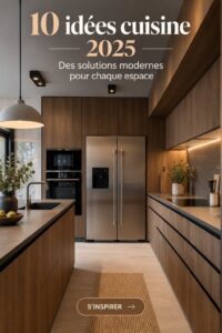Cuisine moderne et élégante avec des matériaux contemporains.