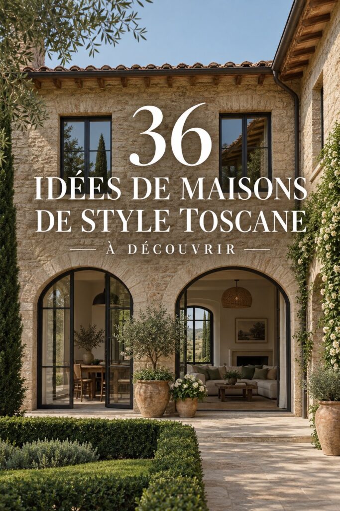 Un intérieur chaleureux illustrant le style toscan avec des couleurs naturelles et meubles en bois.