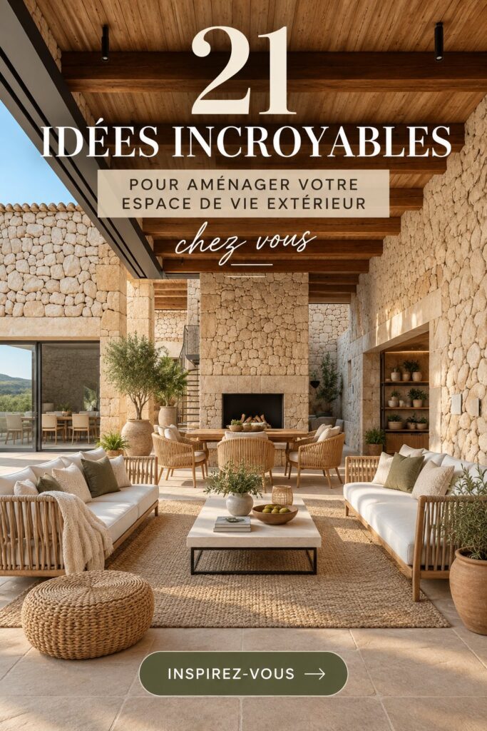 Aménagement luxuriant d'un espace extérieur avec des meubles stylés et des plantes