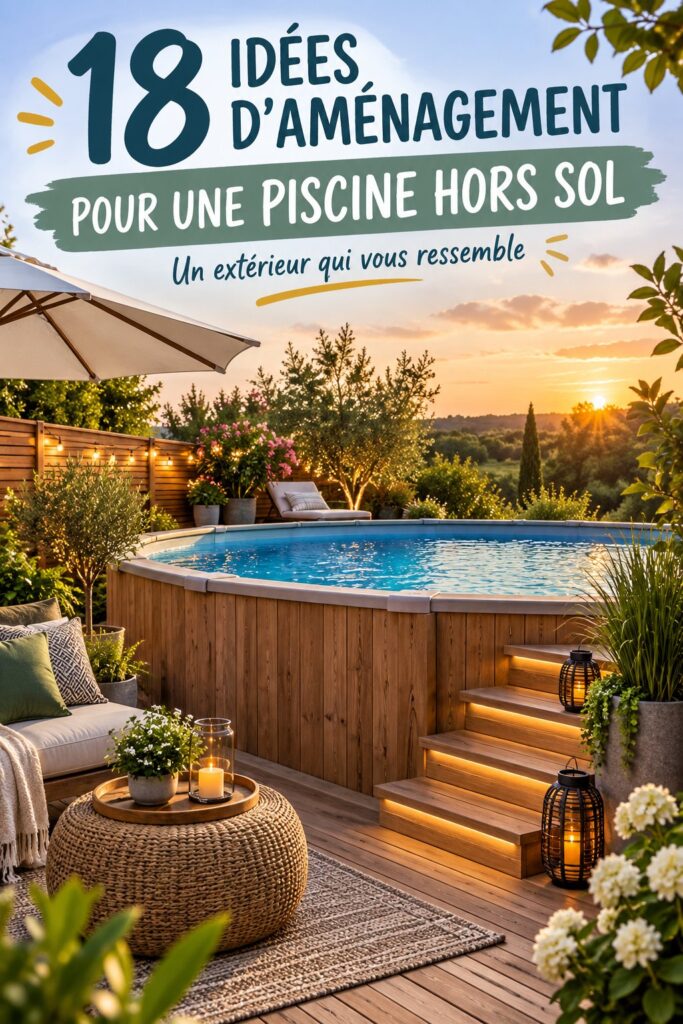 Espace piscine extérieure élégamment décoré avec des transats et des plantes tropicales