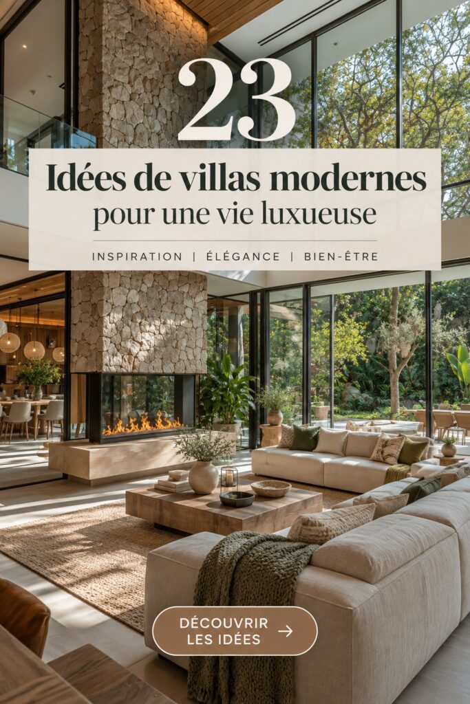 Intérieur d'une villa moderne, luxueuse et élégante, avec des éléments de design contemporain.