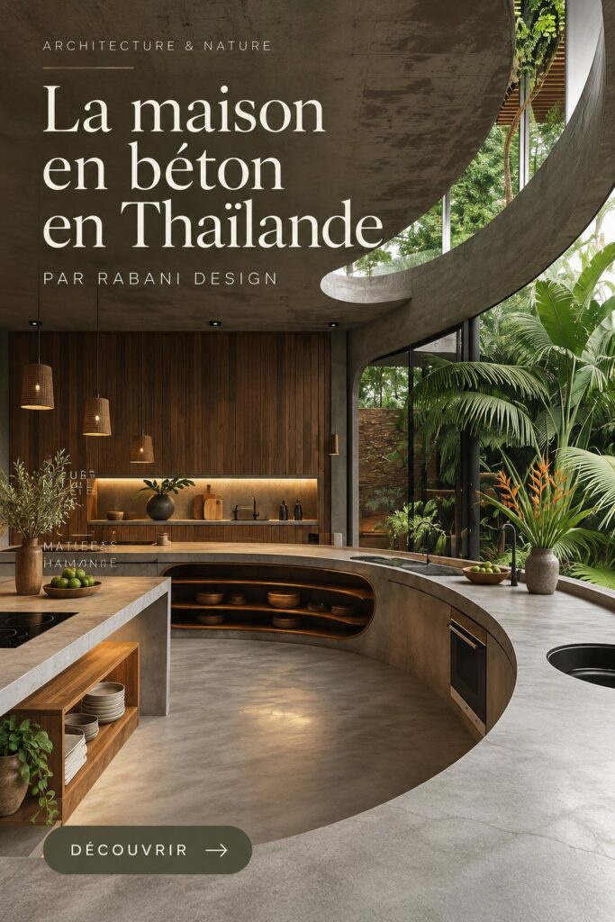 Maison moderne en béton en Thaïlande avec des lignes épurées et un design raffiné.