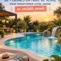 Une magnifique piscine en fibre de verre dans un jardin bien aménagé, créant un espace de détente luxe.
